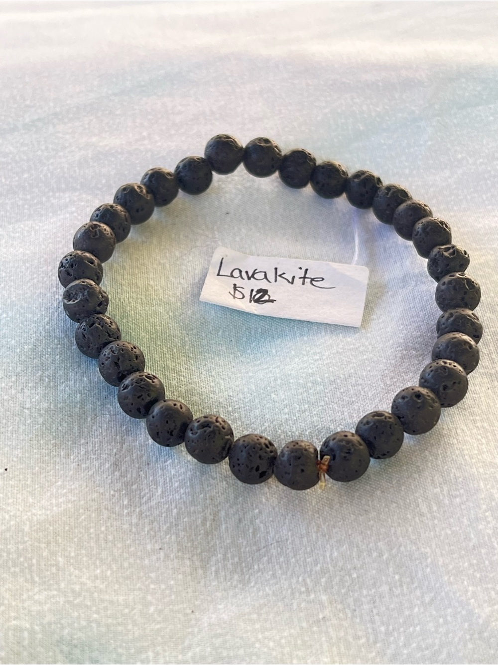 Handcrafted Black Lavakite Stone Beaded Stretch Bracelet -